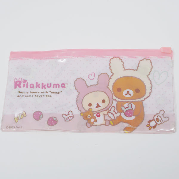 2013 Korilakkuma & Rilakkuma Bunny Flat Pink Pouch - Play with Bunnies San-X