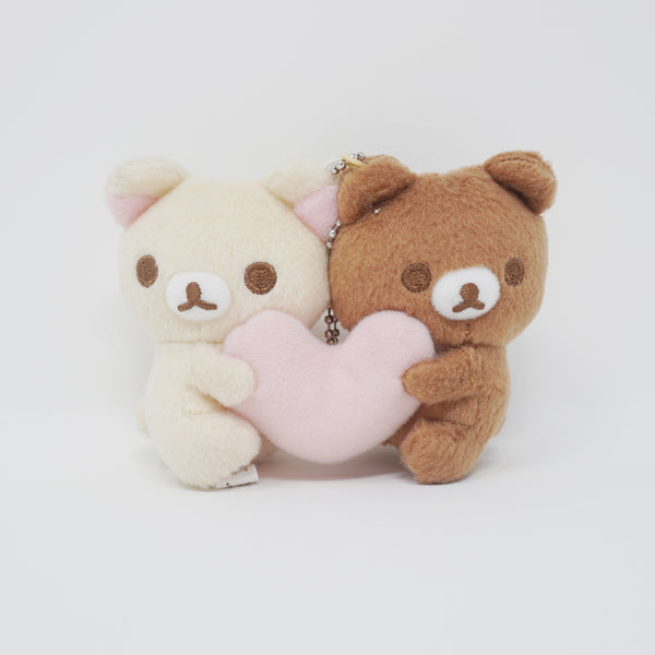 2021 Korilakkuma & Chairoikoguma Heart Plush Prize Keychain - Rilakkuma San-X