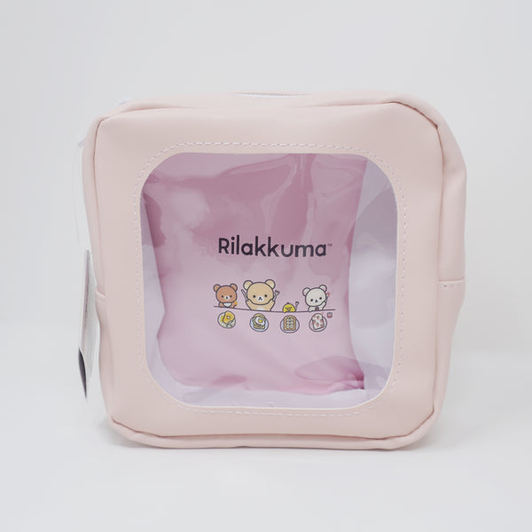 Pink Square Clear Window Zipper Pouch - NEW BASIC RILAKKUMA - San-X