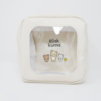 Beige Square Clear Window Zipper Pouch - NEW BASIC RILAKKUMA - San-X