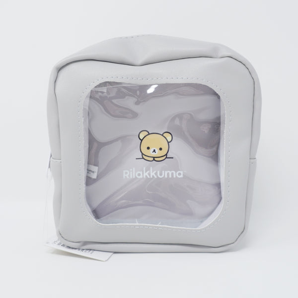 Gray Square Clear Window Zipper Pouch - NEW BASIC RILAKKUMA - San-X
