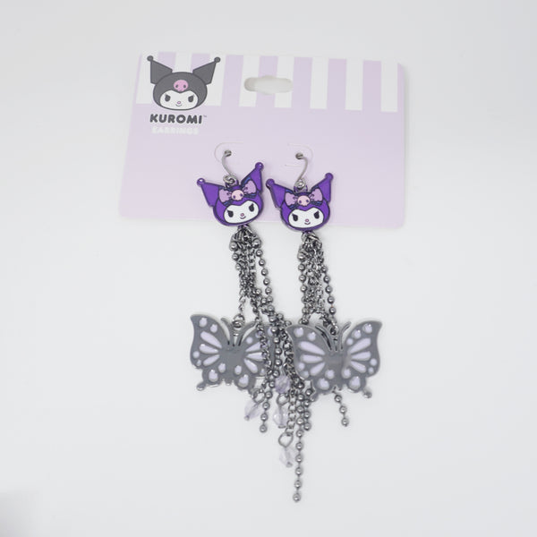 Kuromi Butterfly Beaded Drop Earrings - Sanrio