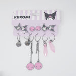 Kuromi Crystal Charm Hoop Set Earrings - Sanrio