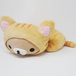 (No Tags) Orange Tiger Cat Lying Rilakkuma 13.5 inch Laydown Plush - Neko Rilakkuma - San-X