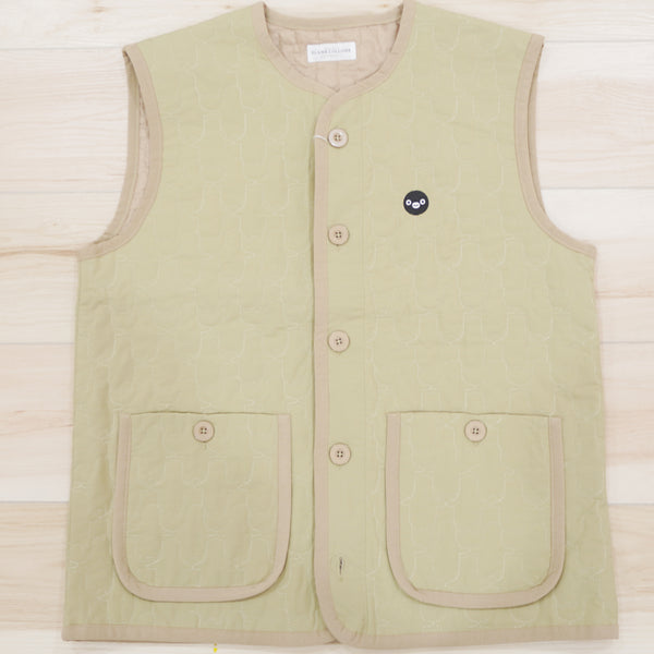 Suica Penguin Deep Beige Embroidery Quilted Vest - PLAMECOLLOME Style for Natural Life