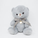 Grey Bear Plush June Pearl 28 cm - Happy Birth Color Heart - Yell Japan