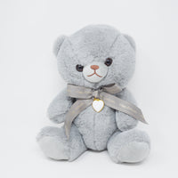 Grey Bear Plush June Pearl 28 cm - Happy Birth Color Heart - Yell Japan
