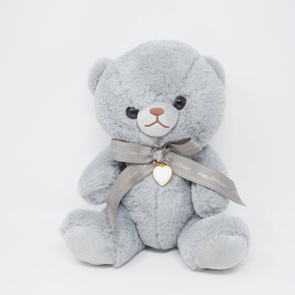 Grey Bear Plush June Pearl 28 cm - Happy Birth Color Heart - Yell Japan