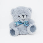 (No Tags) 2025 Gray Bear Plush - Fafa Kuma-san Check Ribbon - Taito Limited - Yell Japan