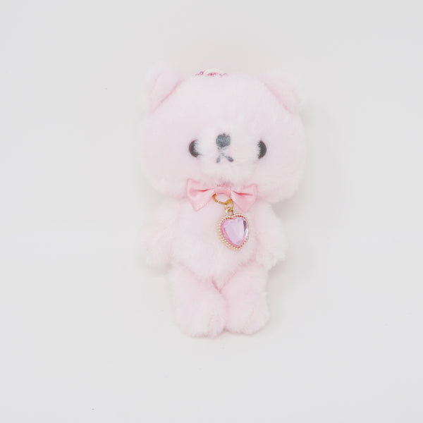 Fluffy Bear Plush Keychain October Pink Tourmaline - Happy Birth Color Heart - Yell Japan