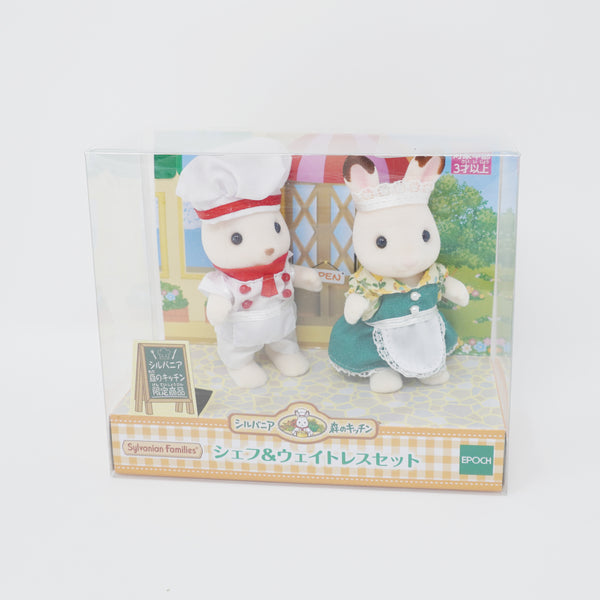 Chocolate Rabbit Chef & Waitress Set - Sylvanian Families Forest Kitchen Limited Japan - Calico Critters