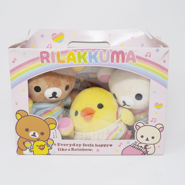 2010 Rilakkuma, Korilakkuma & Kiiroitori Box Set Rainbow Shirt Plush - Rainbow Ice Cream Theme - San-X
