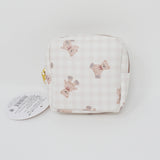Bear Brown Check Bear Pattern Mini Square Pouch
