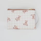 Bear Brown Check Pattern Coin Pouch