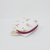 Bear Maroon & White Pattern Mini Square Pouch