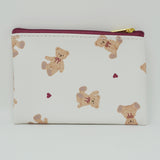 Bear Maroon & White Pattern Coin Pouch