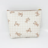 Bear Brown Check Pattern Gusseted Pouch