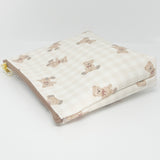 Bear Brown Check Pattern Gusseted Pouch