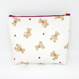 Bear Maroon & White Pattern Gusseted Pouch