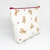 Bear Maroon & White Pattern Gusseted Pouch