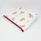 Bear Maroon & White Pattern Gusseted Pouch