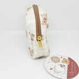 Bear Brown Check Bear Pattern Mini Square Pouch