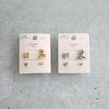 Bear x Ribbon Set Gold Earrings