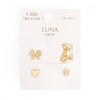 Bear x Ribbon Set Gold Earrings