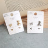 Bear x Ribbon Set Gold Earrings