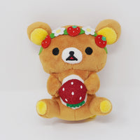 2009 Rilakkuma with Strawberry Crown Plush Prize - Strawberry Rilakkuma San-X