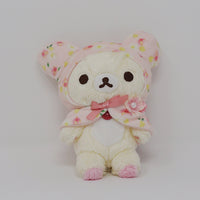 2017 Korilakkuma Pink Floral Cape Plush Keychain - Korilakkuma Meets Chairoikoguma - Rilakkuma