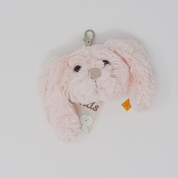 (Secondhand) Fuzzy Pink Tilda Bunny Rabbit - Steiff Soft Cuddly Friends Pendant - Plush Keychain