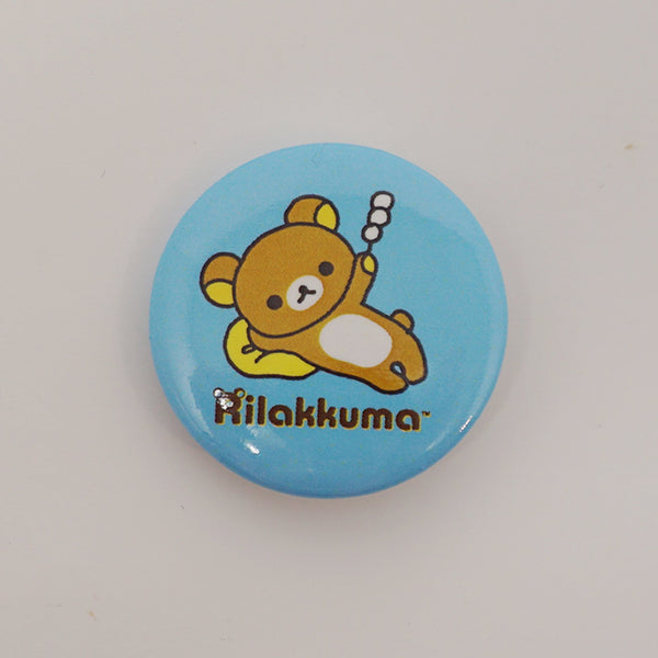 Rilakkuma with Dango Lazy Pose Blue Button - San-X - Pin