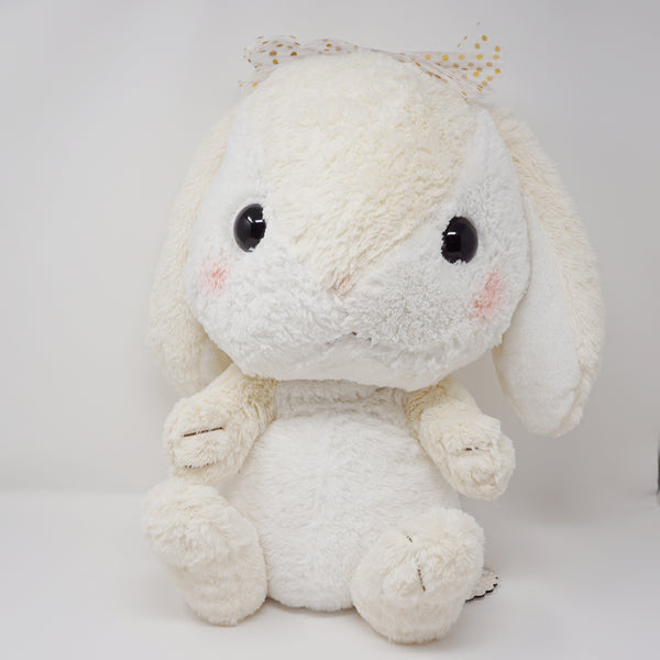 Amuse Pote Usa Loppy Bunny Plush - Beige and White with Bow