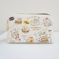 zipper pouch with deli theme showing pizza bagel burgers