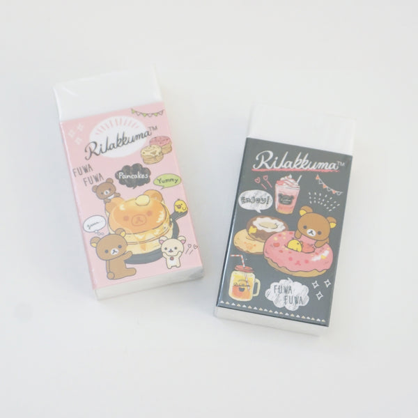 rilakkuma deli pink and black erasers