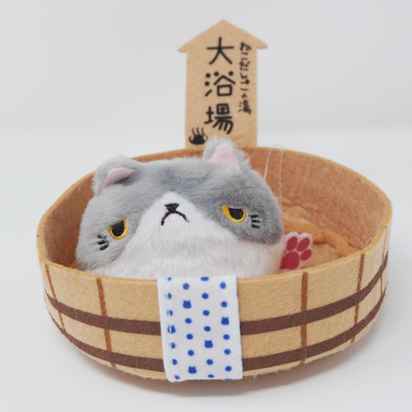 Grey Cat with Onsen Tub Plush - Neko Dango