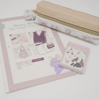 SET Latte & Bear Zipper Pouch, Notebook & Memo Pad - Kamio Japan