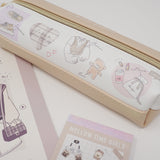 SET Latte & Bear Zipper Pouch, Notebook & Memo Pad - Kamio Japan