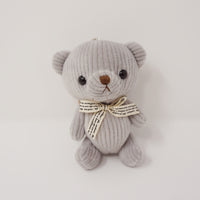 Grey Bear Plush Keychain "Peter" -  Little Corduroy Bears Code & Roy - Yell Japan