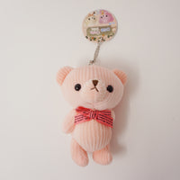 Pink Bear Plush Keychain "Code" -  Little Corduroy Bears Code & Roy - Yell Japan