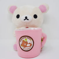 2009 Korilakkuma with Pink Cup Pencil Holder Plush - Rilakkuma Store Limited