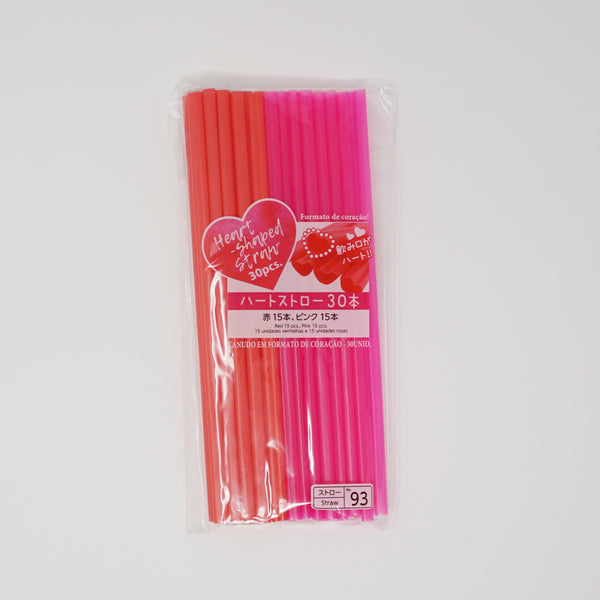 Heart Shaped Straws Pack Red & Pink - Daiso