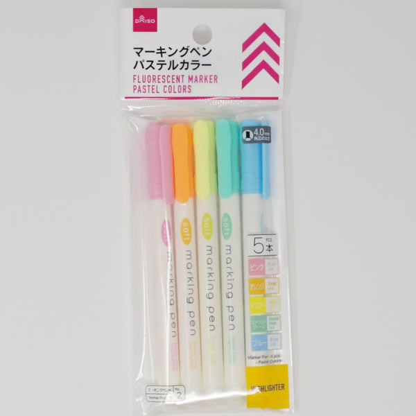 Pastel Fluorescent Marker Set  - Daiso