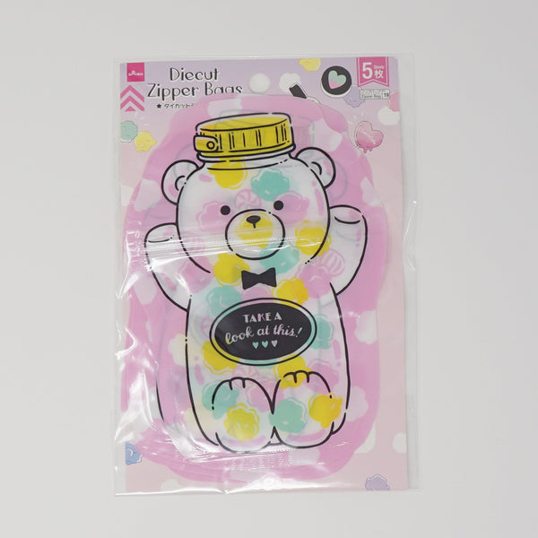 Kawaii Candy Bear Zip Top Die Cut Bags - Daiso