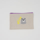 Hello Bear Canvas Zipper Pouches - Daiso