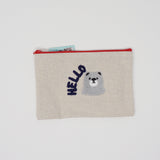 Hello Bear Canvas Zipper Pouches - Daiso