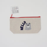 Hello Bear Canvas Zipper Pouches - Daiso