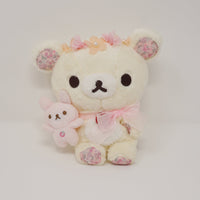 2016 Pink Sitting Korilakkuma with Bunny and Floral Crown Plush  - Rilakkuma Store Limited