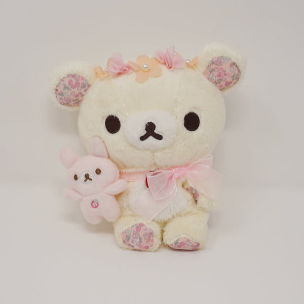 2016 Pink Sitting Korilakkuma with Bunny and Floral Crown Plush  - Rilakkuma Store Limited